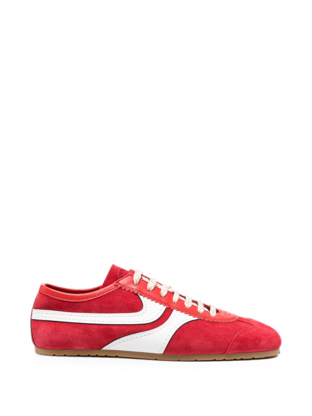 Sneakers in pelle con design a pannelli in rosso 