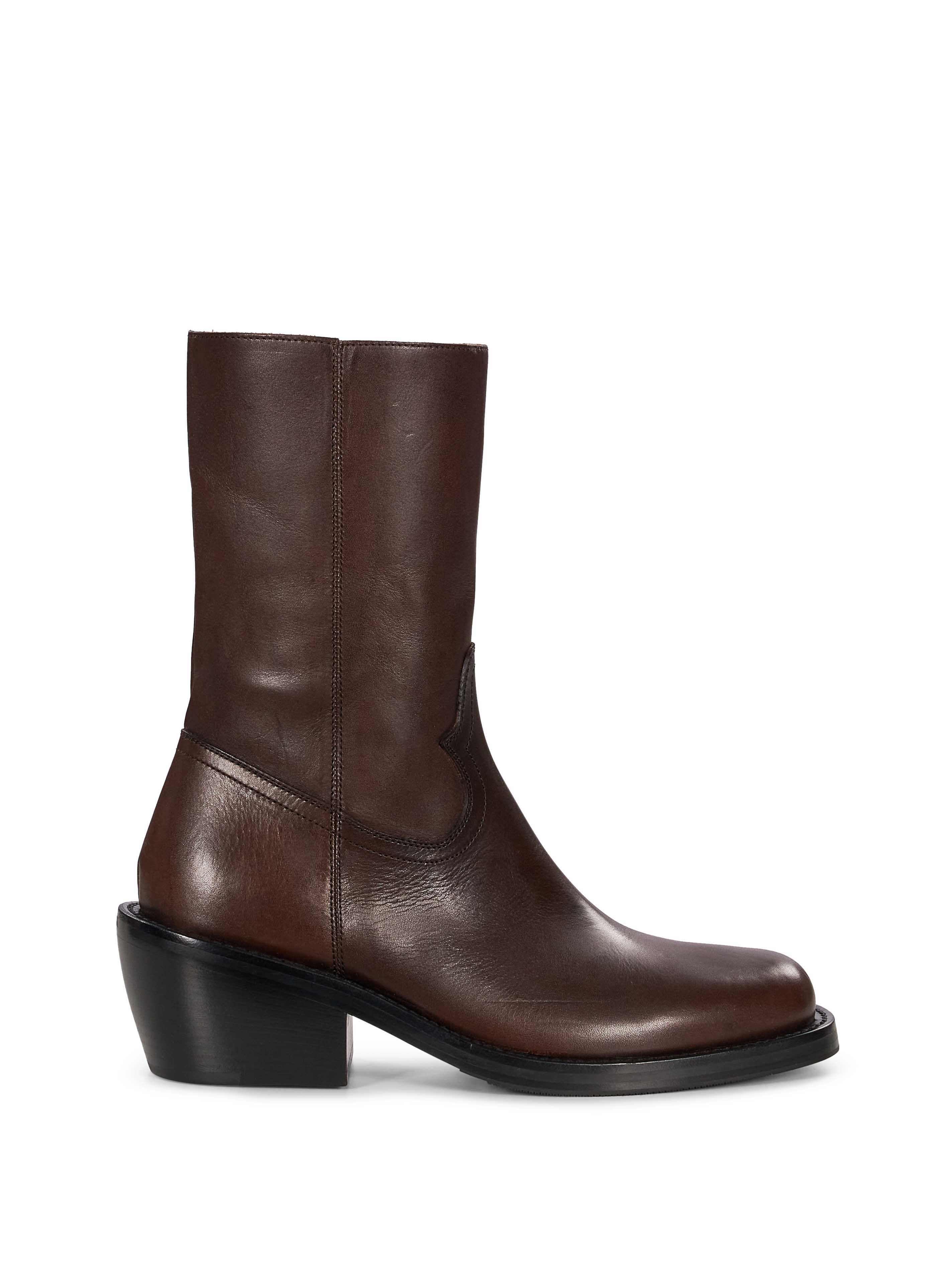 Stivali da cowboy in pelle in marrone 