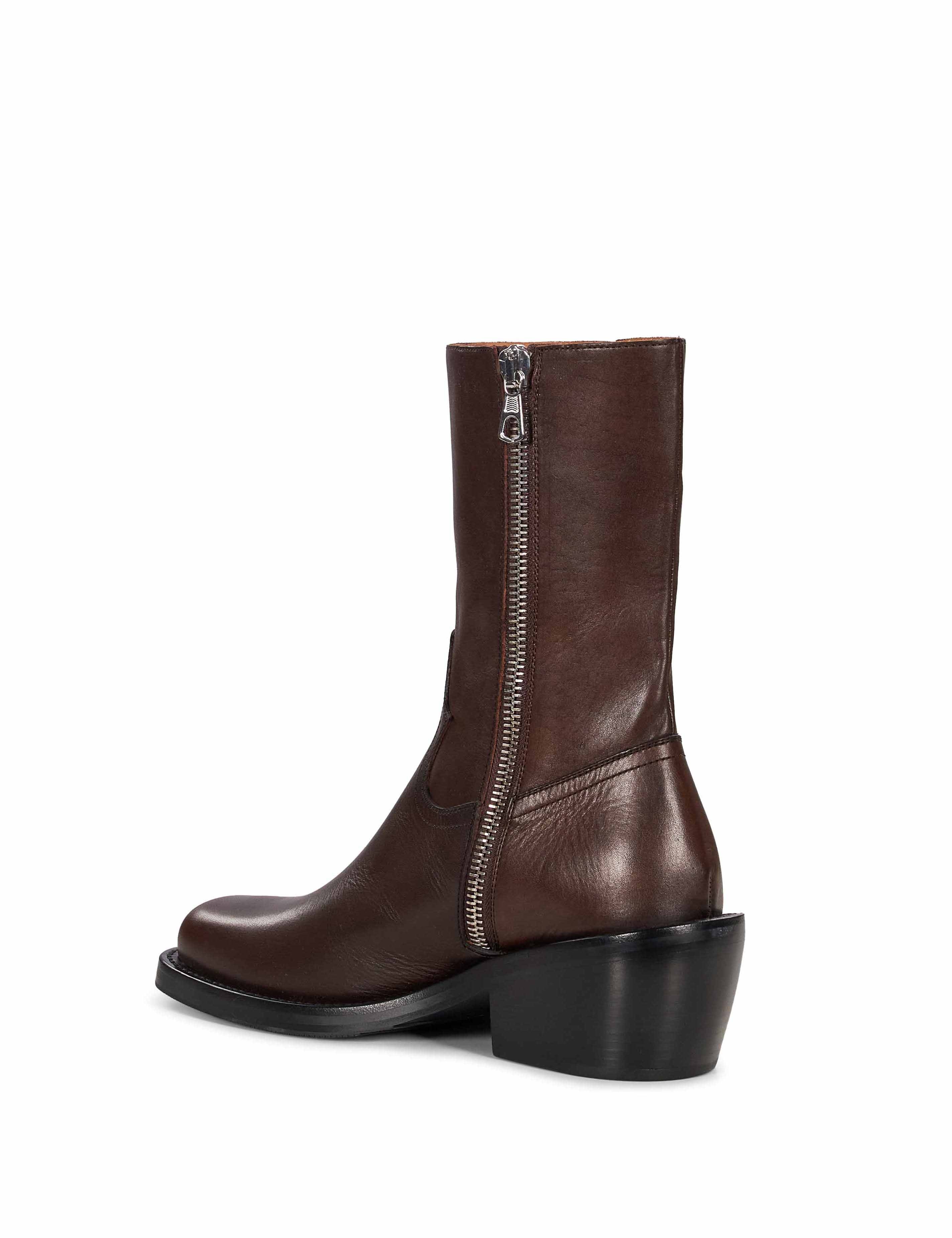 Stivali da cowboy in pelle in marrone 