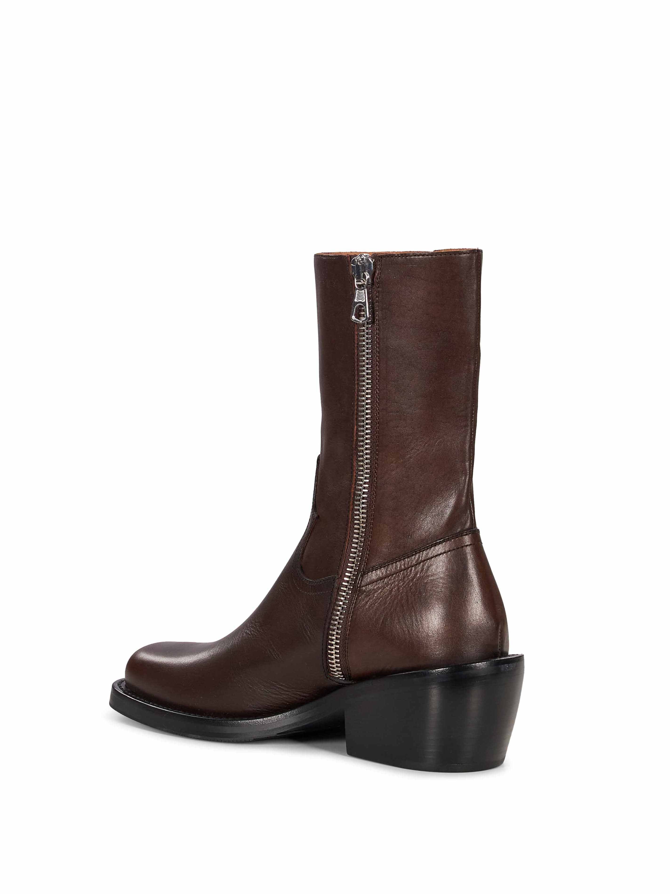 Stivali da cowboy in pelle in marrone 