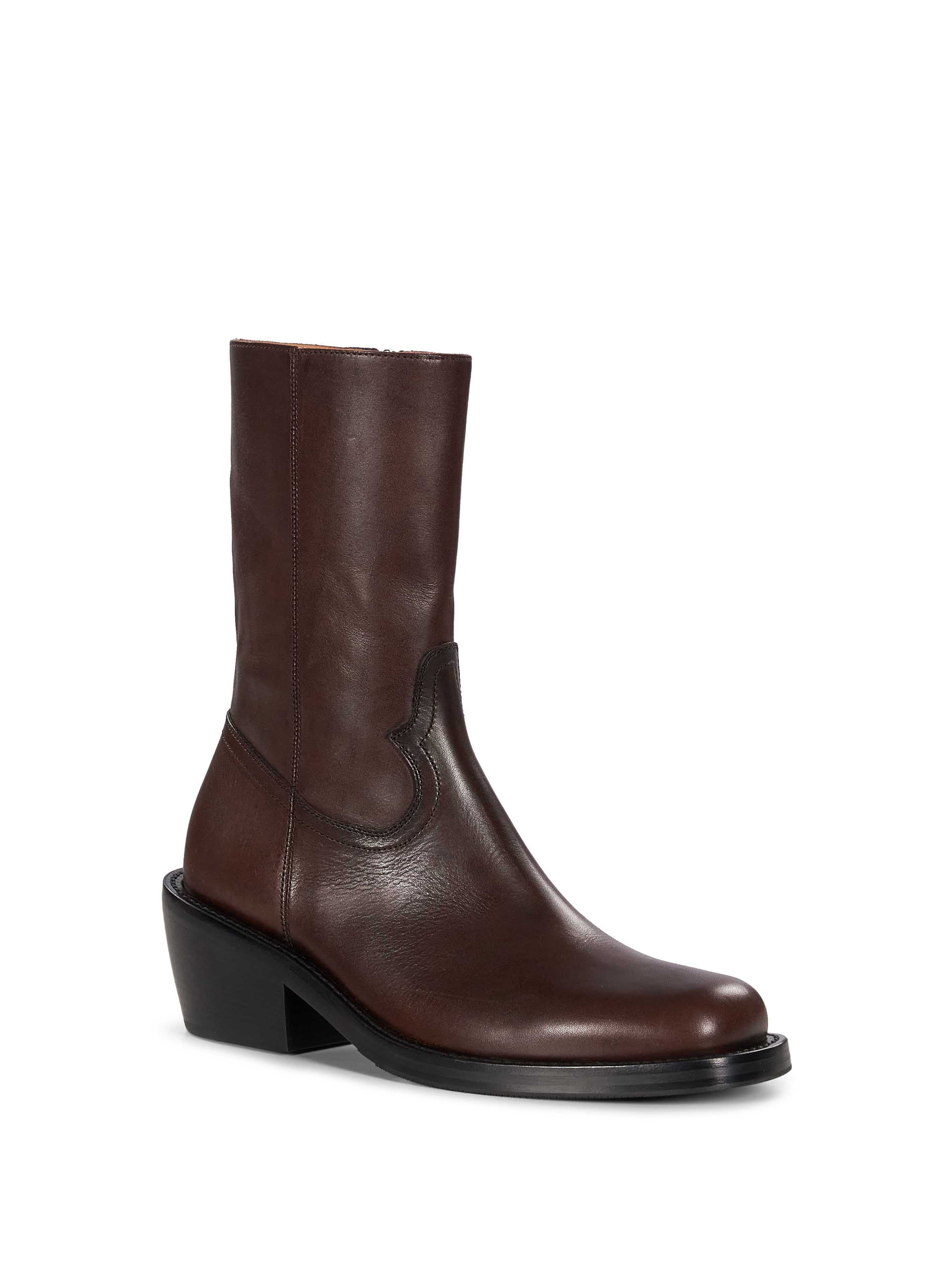 Stivali da cowboy in pelle in marrone 