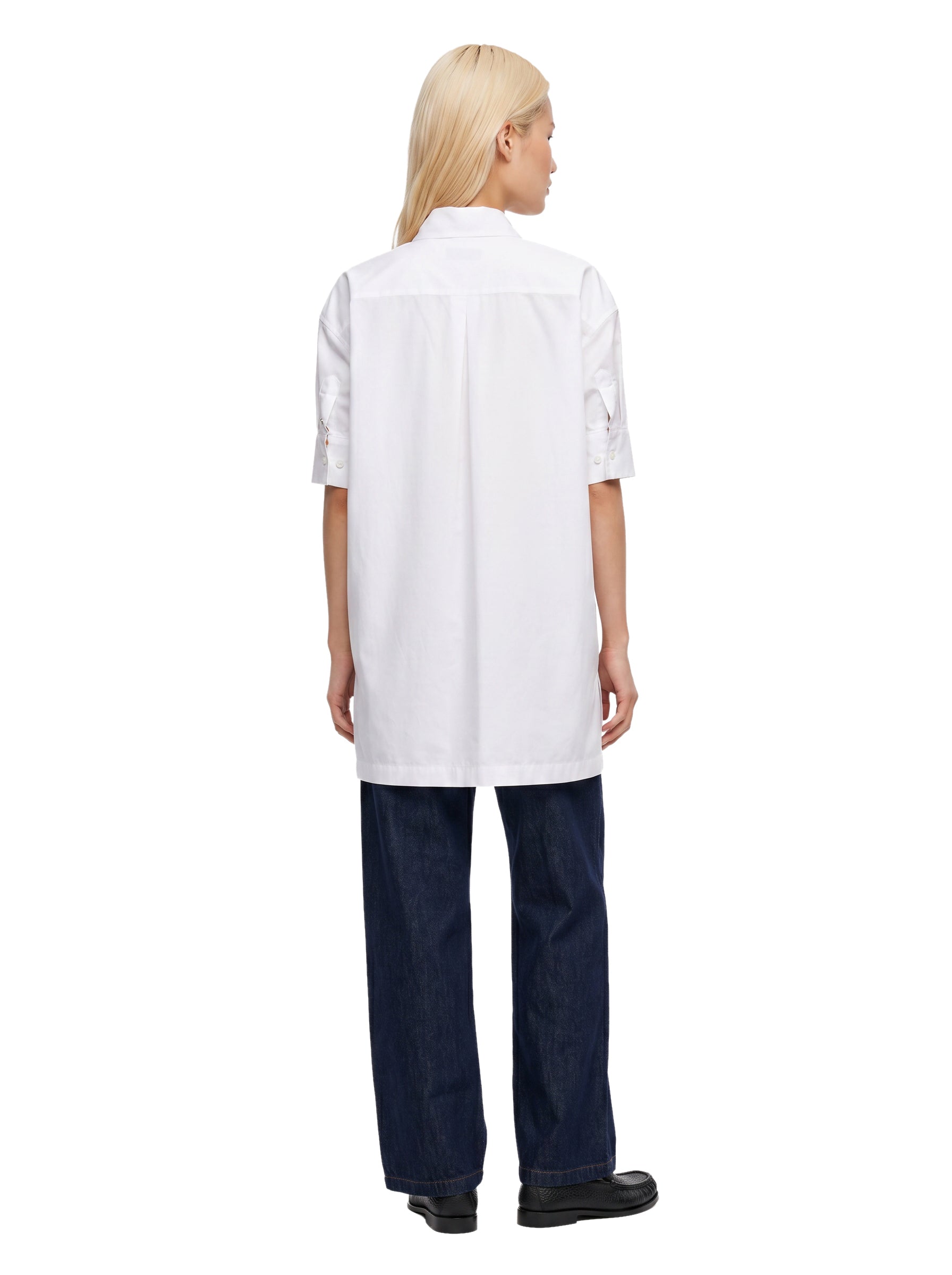 Camicia oversize con fiocco in bianco 