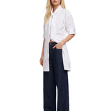 Camicia oversize con fiocco in bianco 