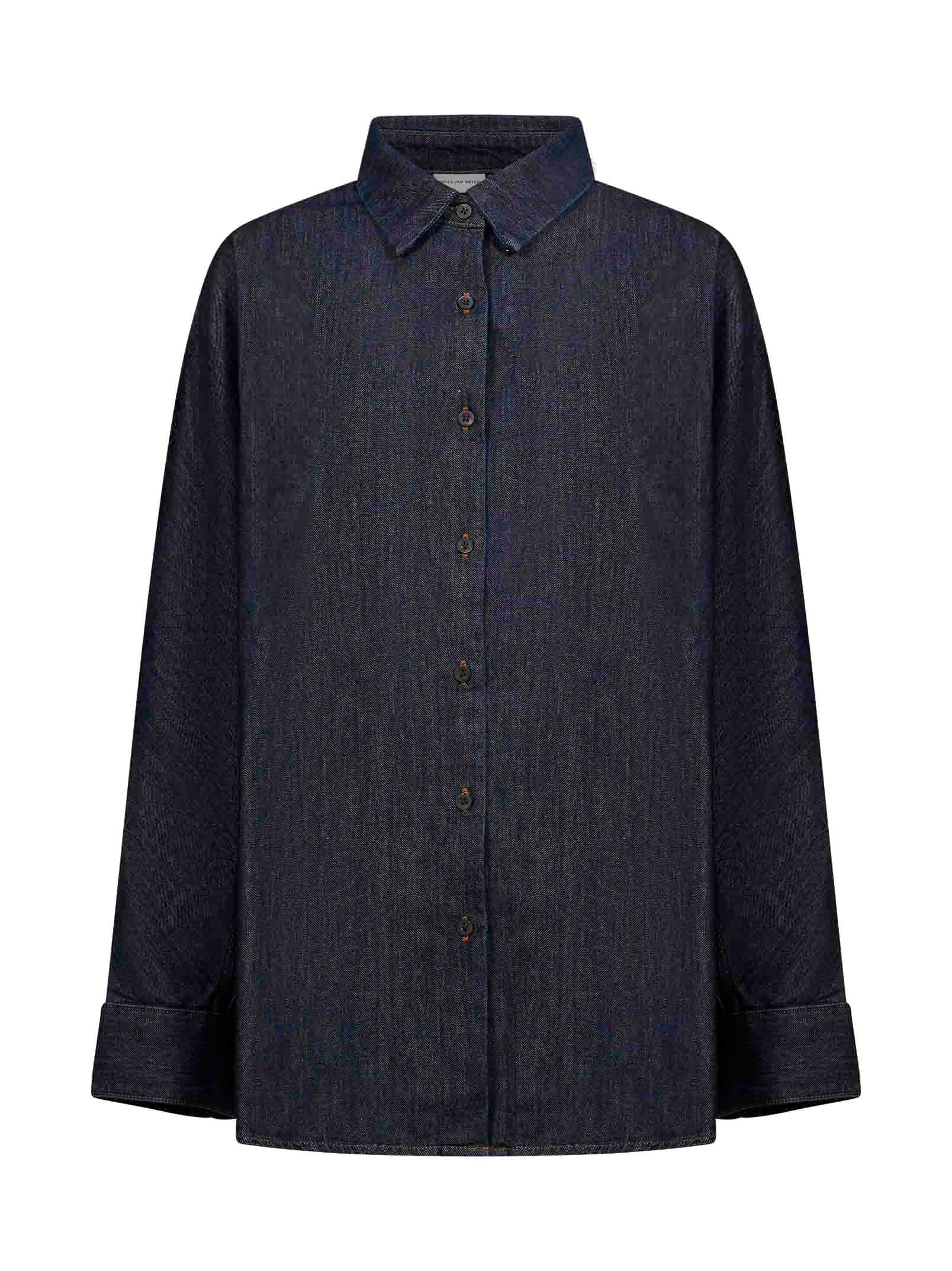Camicia oversize in denim blu scuro 