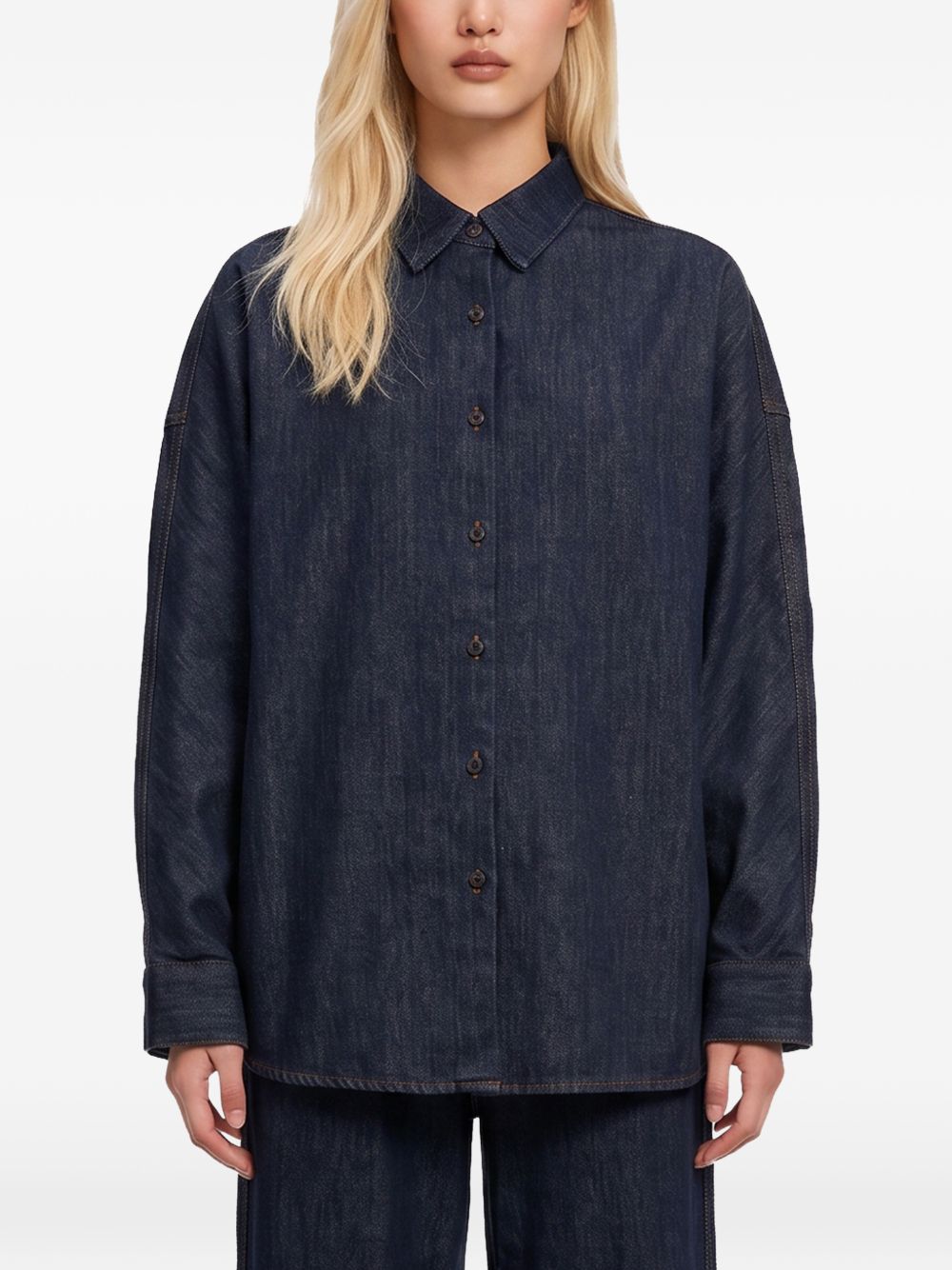 Camicia oversize in denim blu scuro 