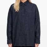 Camicia oversize in denim blu scuro 