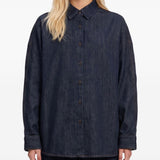 Camicia oversize in denim blu scuro 