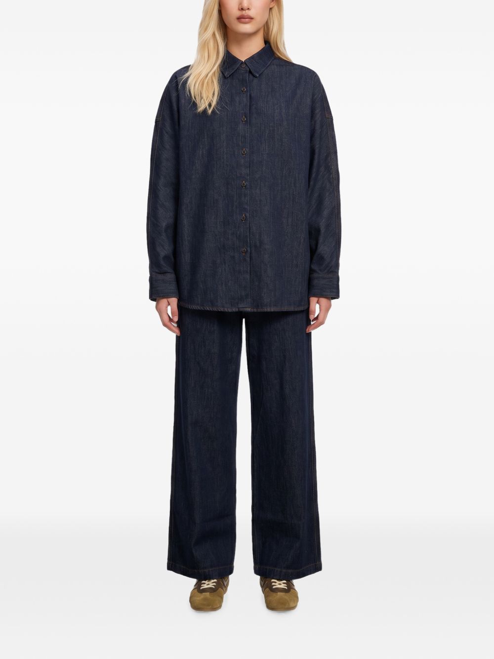 Camicia oversize in denim blu scuro 