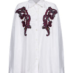 Camicia con ricami floreali 3D in bianco 
