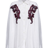 Camicia con ricami floreali 3D in bianco 