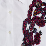 Camicia con ricami floreali 3D in bianco 