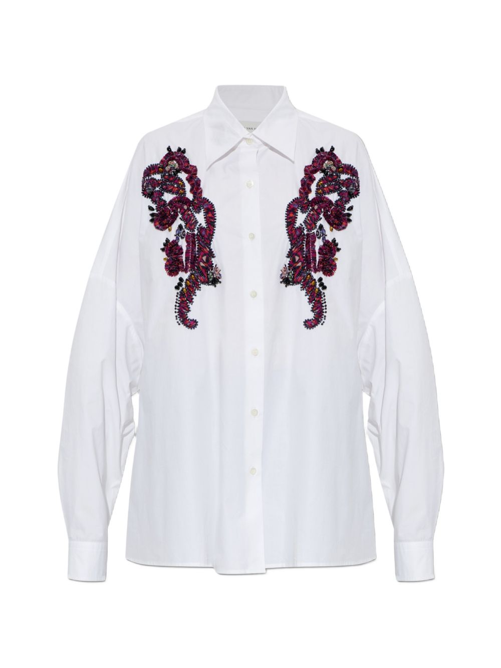 Camicia con ricami floreali 3D in bianco 