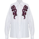 Camicia con ricami floreali 3D in bianco 