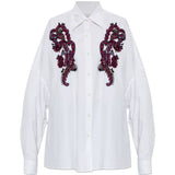 Camicia con ricami floreali 3D in bianco 