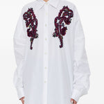 Camicia con ricami floreali 3D in bianco 