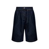 Shorts in denim blu scuro con pince 