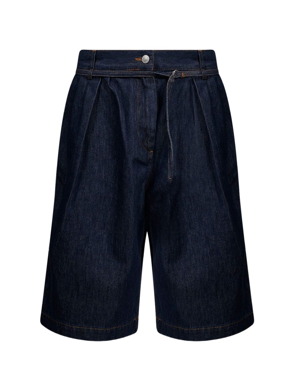 Shorts in denim blu scuro con pince 