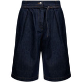 Shorts in denim blu scuro con pince 