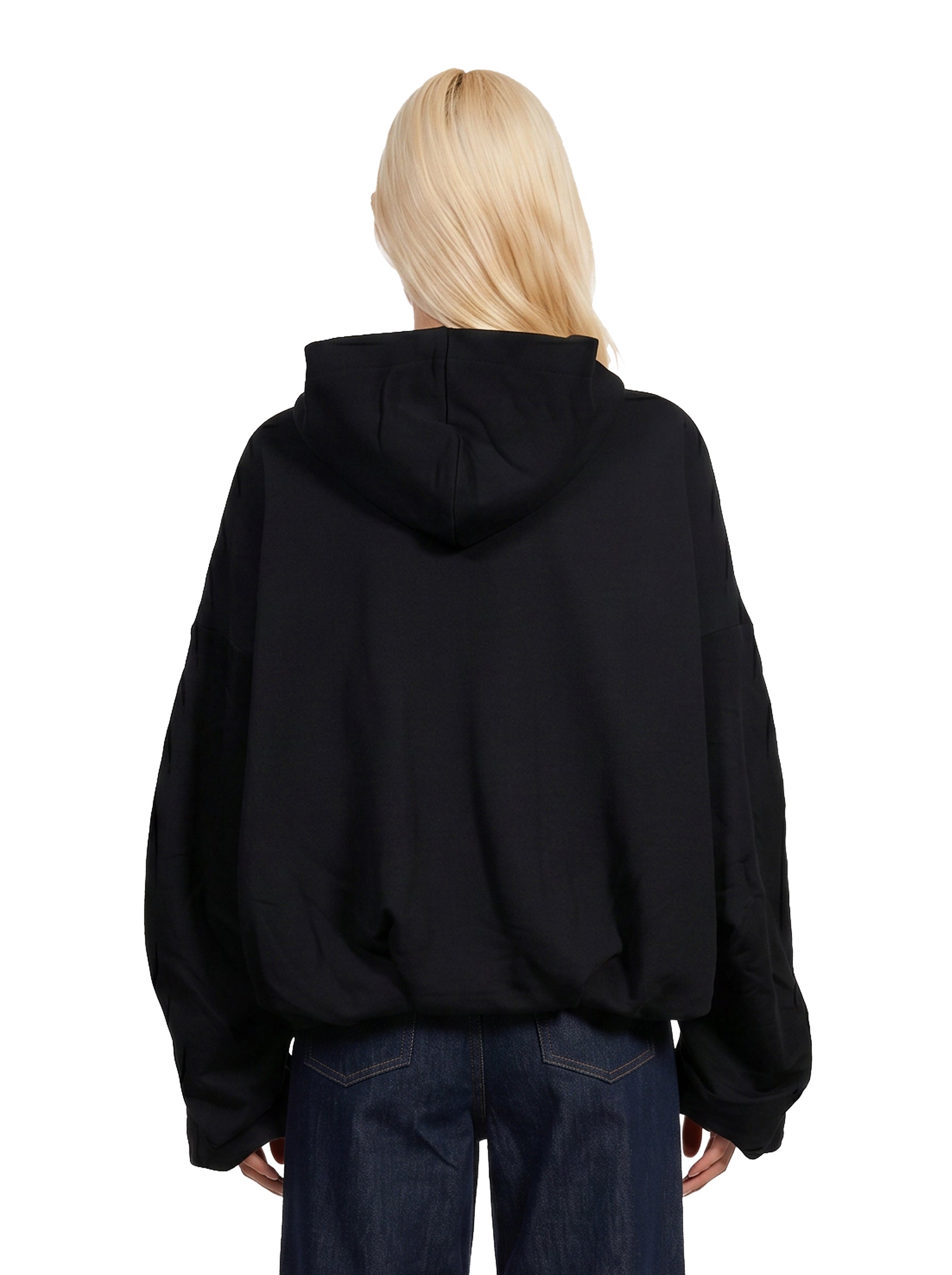 Felpa con cappuccio e zip nera 
