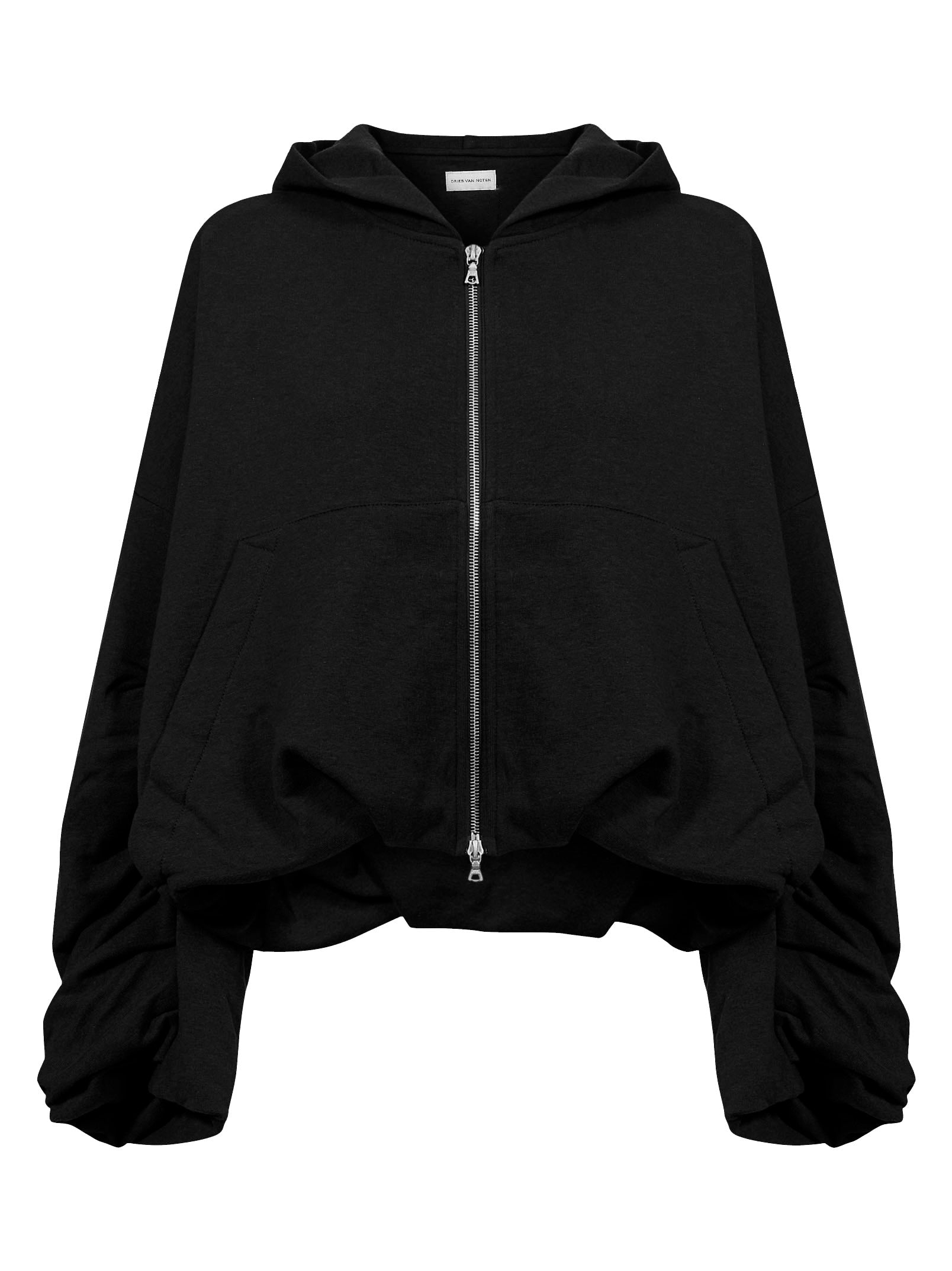Felpa con cappuccio e zip nera 