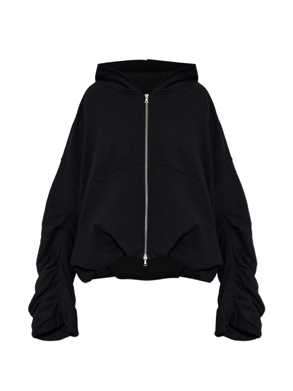 Felpa con cappuccio e zip nera 