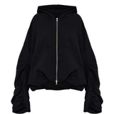 Felpa con cappuccio e zip nera 