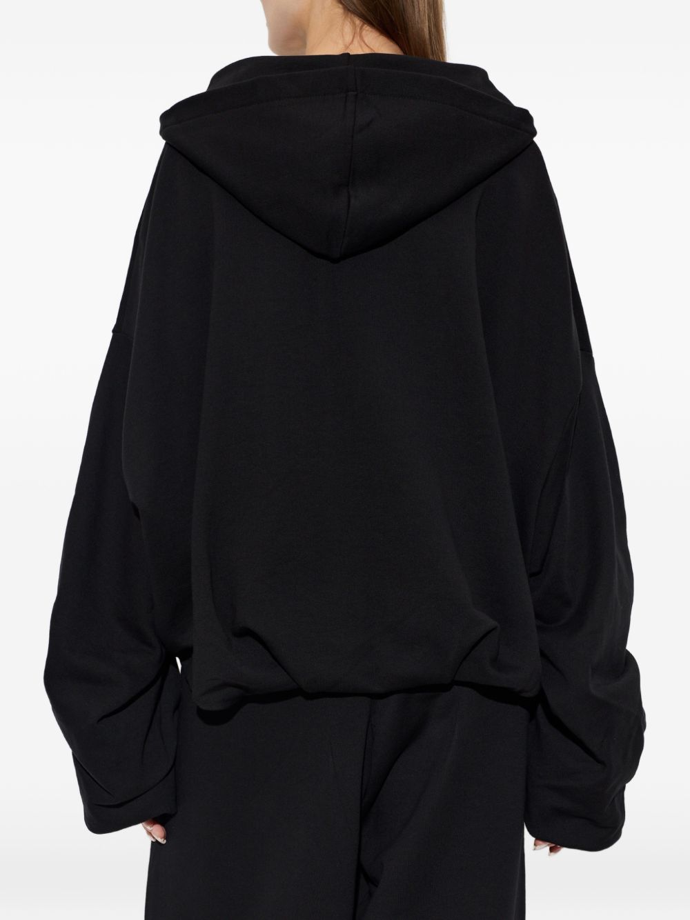 Felpa con cappuccio e zip nera 