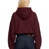 Felpa con cappuccio e zip bordeaux 