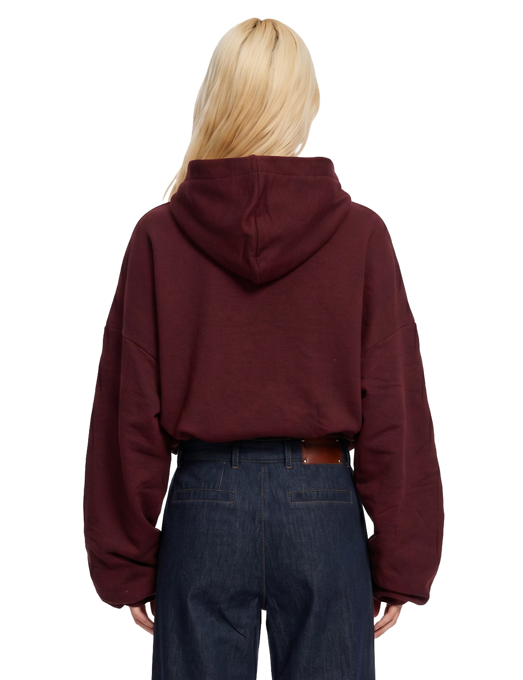 Felpa con cappuccio e zip bordeaux 