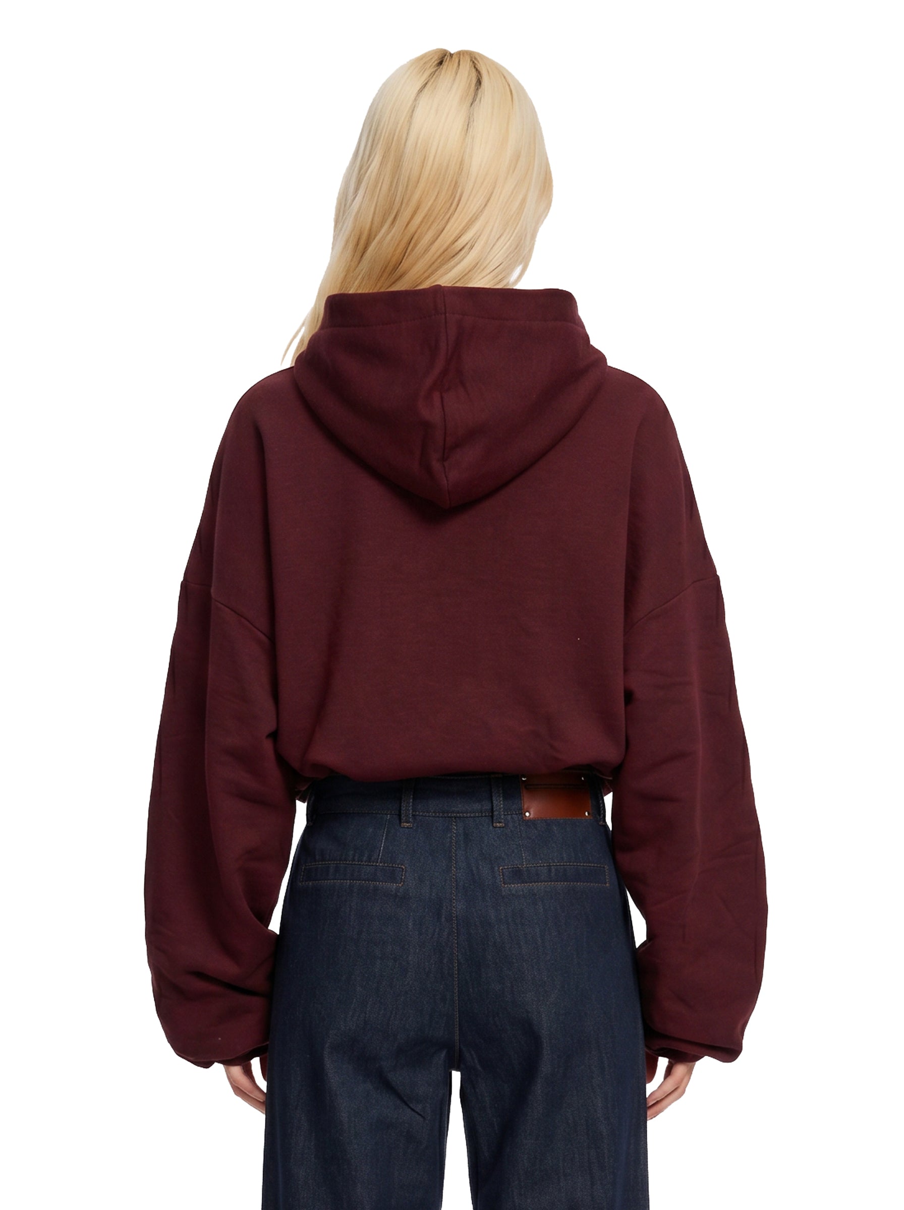 Felpa con cappuccio e zip bordeaux 