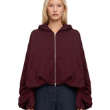 Felpa con cappuccio e zip bordeaux 