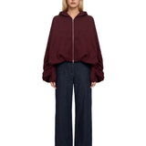 Felpa con cappuccio e zip bordeaux 