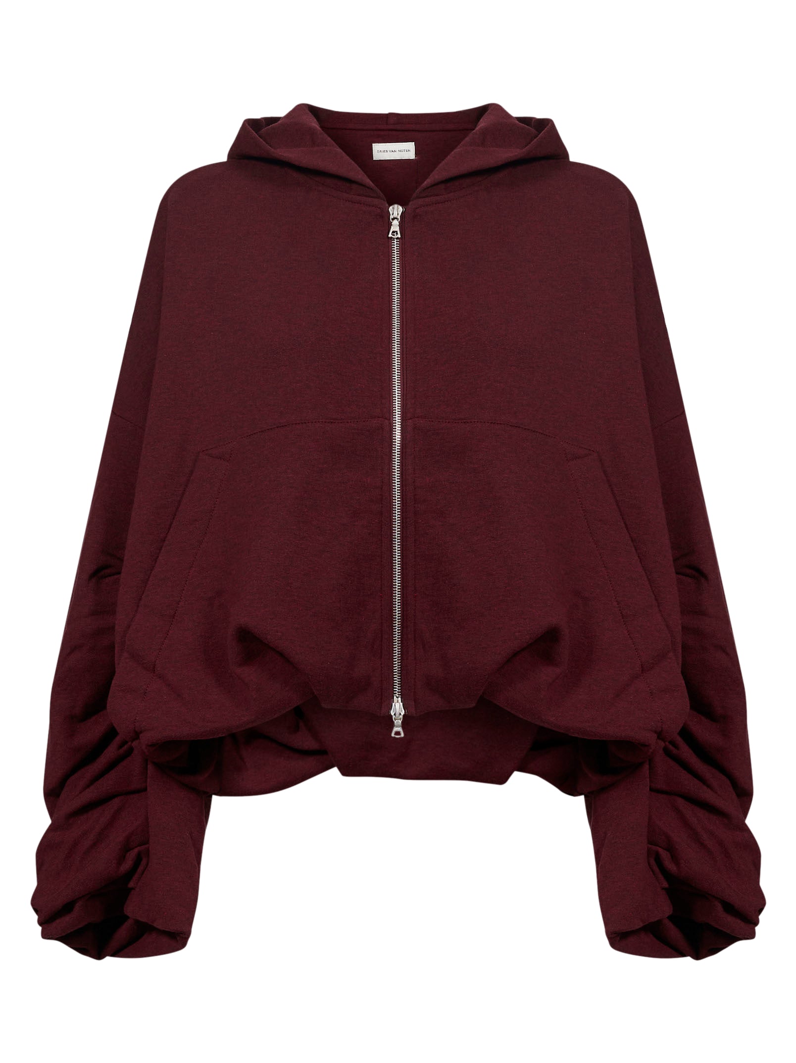 Felpa con cappuccio e zip bordeaux 