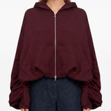 Felpa con cappuccio e zip bordeaux 