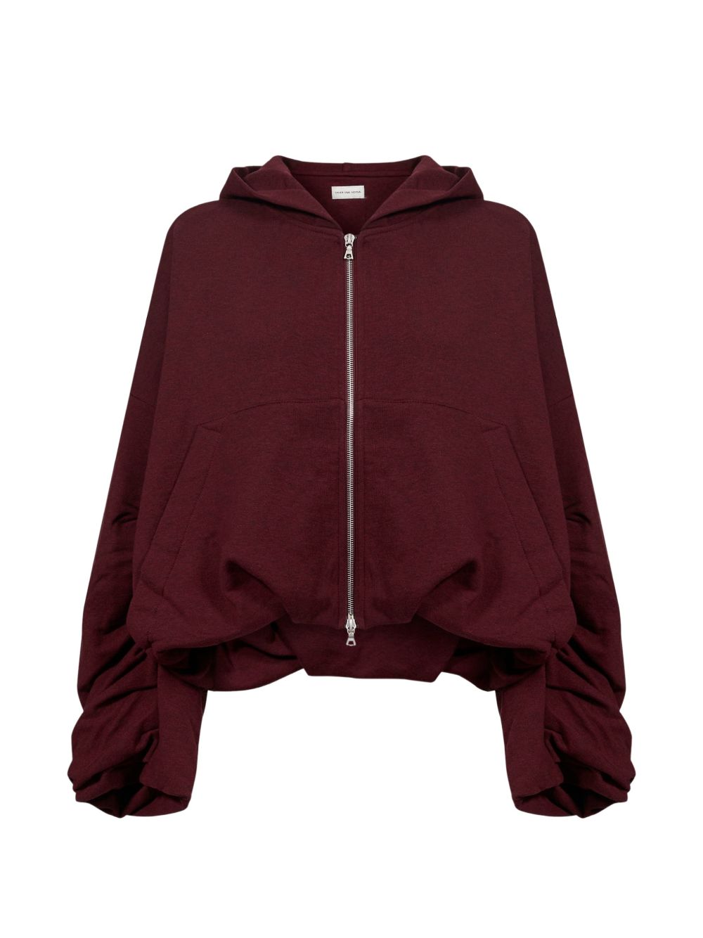 Felpa con cappuccio e zip bordeaux 