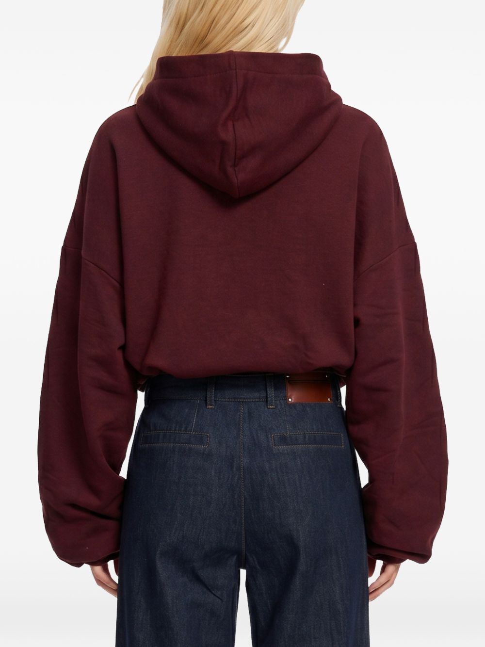 Felpa con cappuccio e zip bordeaux 