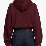 Felpa con cappuccio e zip bordeaux 