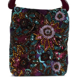 Borsa in velluto con perline e paillettes multicolore 