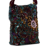 Borsa in velluto con perline e paillettes multicolore 
