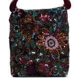 Borsa in velluto con perline e paillettes multicolore 