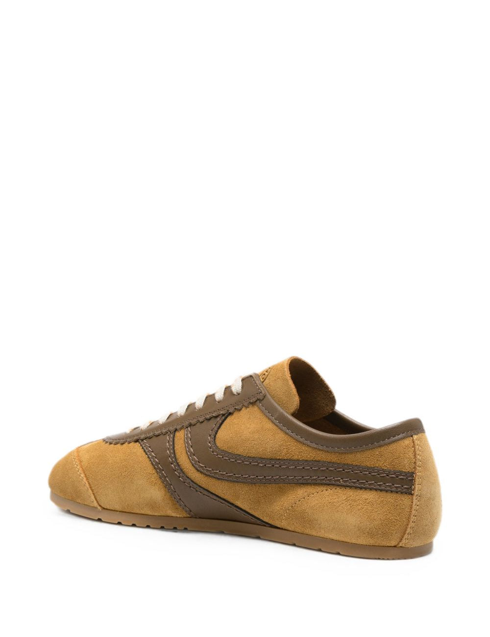 Sneakers a pannelli in pelle in marrone 