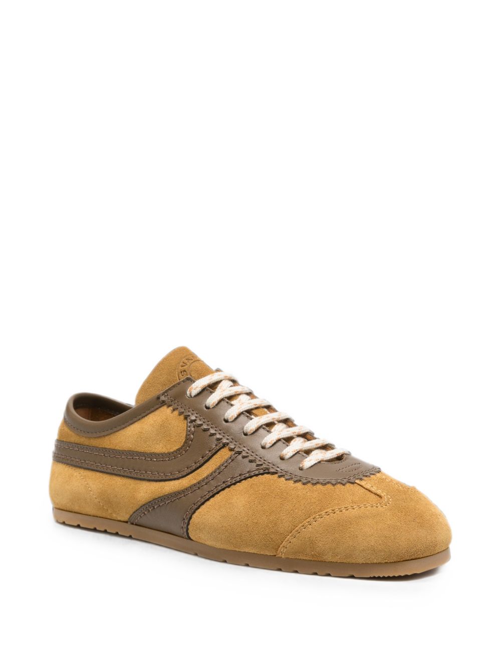 Sneakers a pannelli in pelle in marrone 