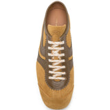 Sneakers a pannelli in pelle in marrone 