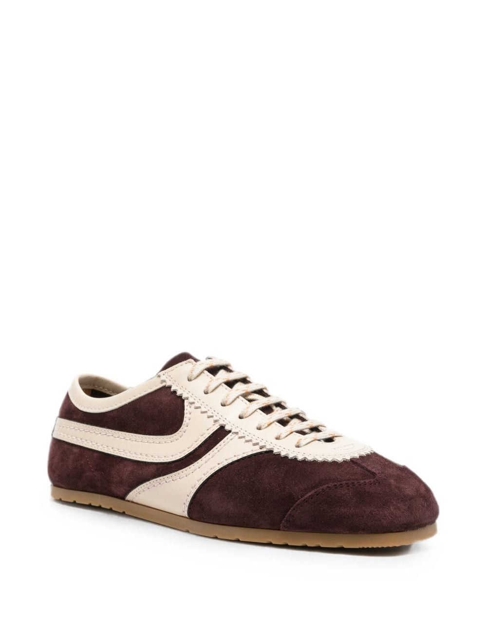 Sneakers a pannelli in pelle in viola 