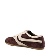 Sneakers a pannelli in pelle in viola 