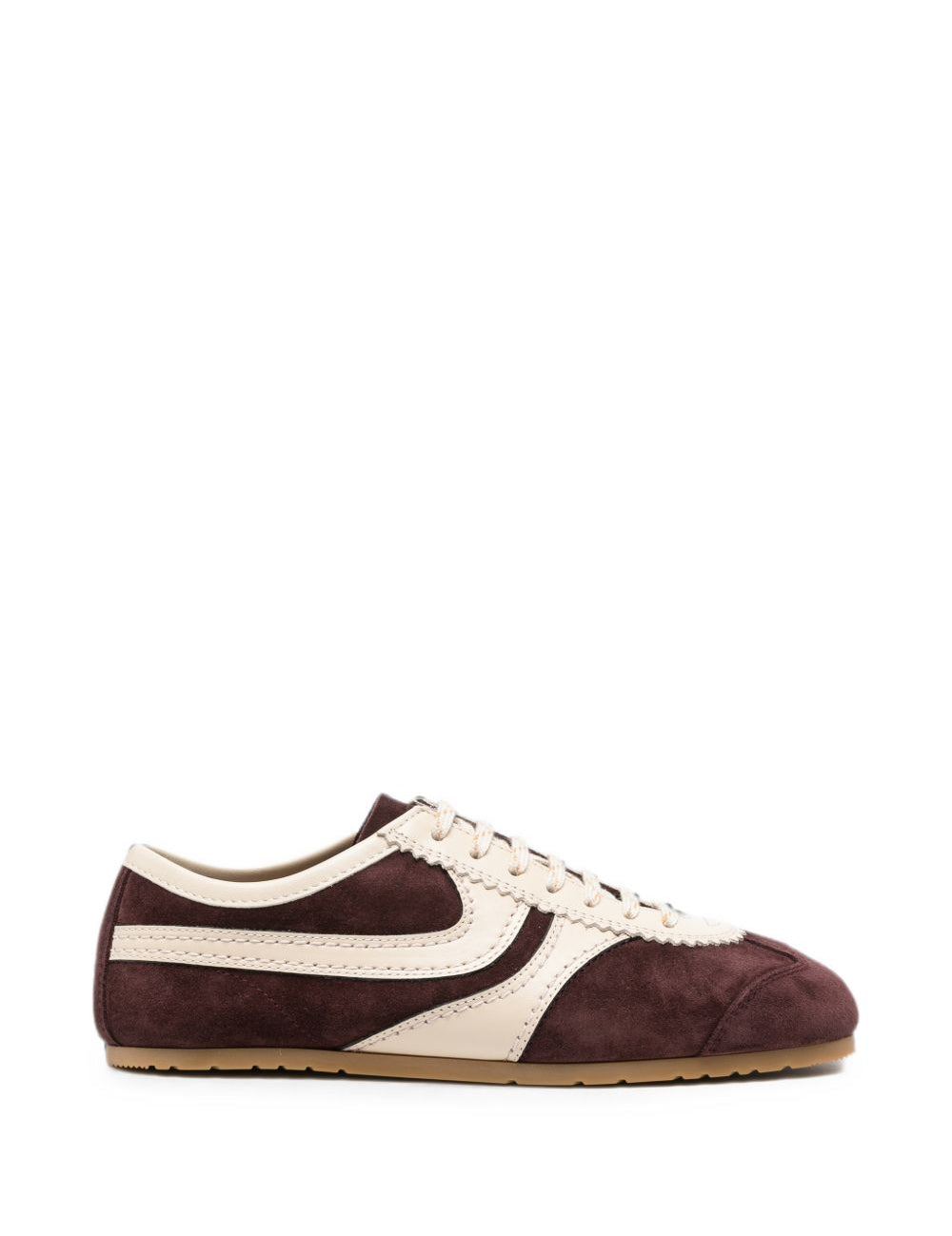 Sneakers a pannelli in pelle in viola 