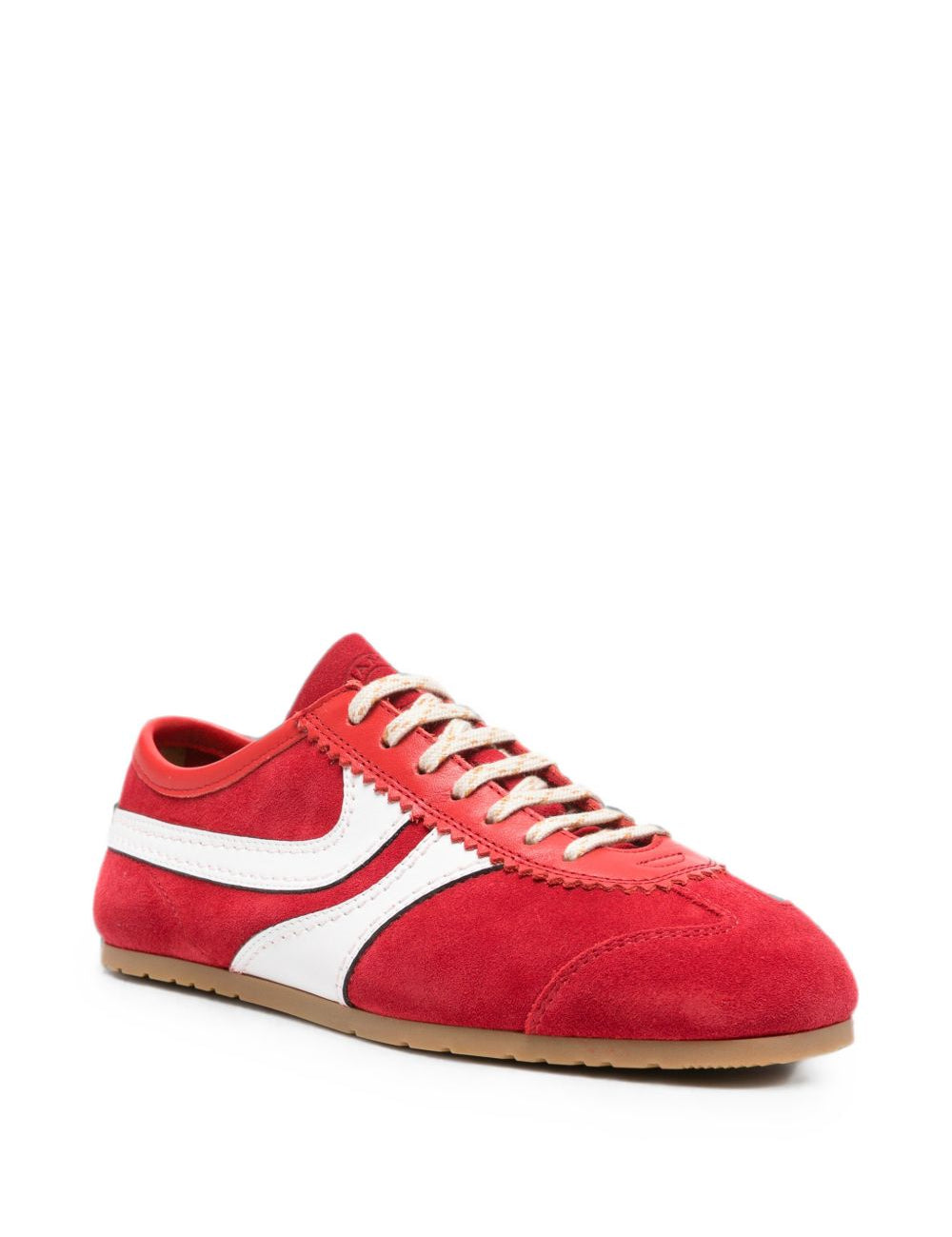 Sneakers a pannelli in pelle in rosso 