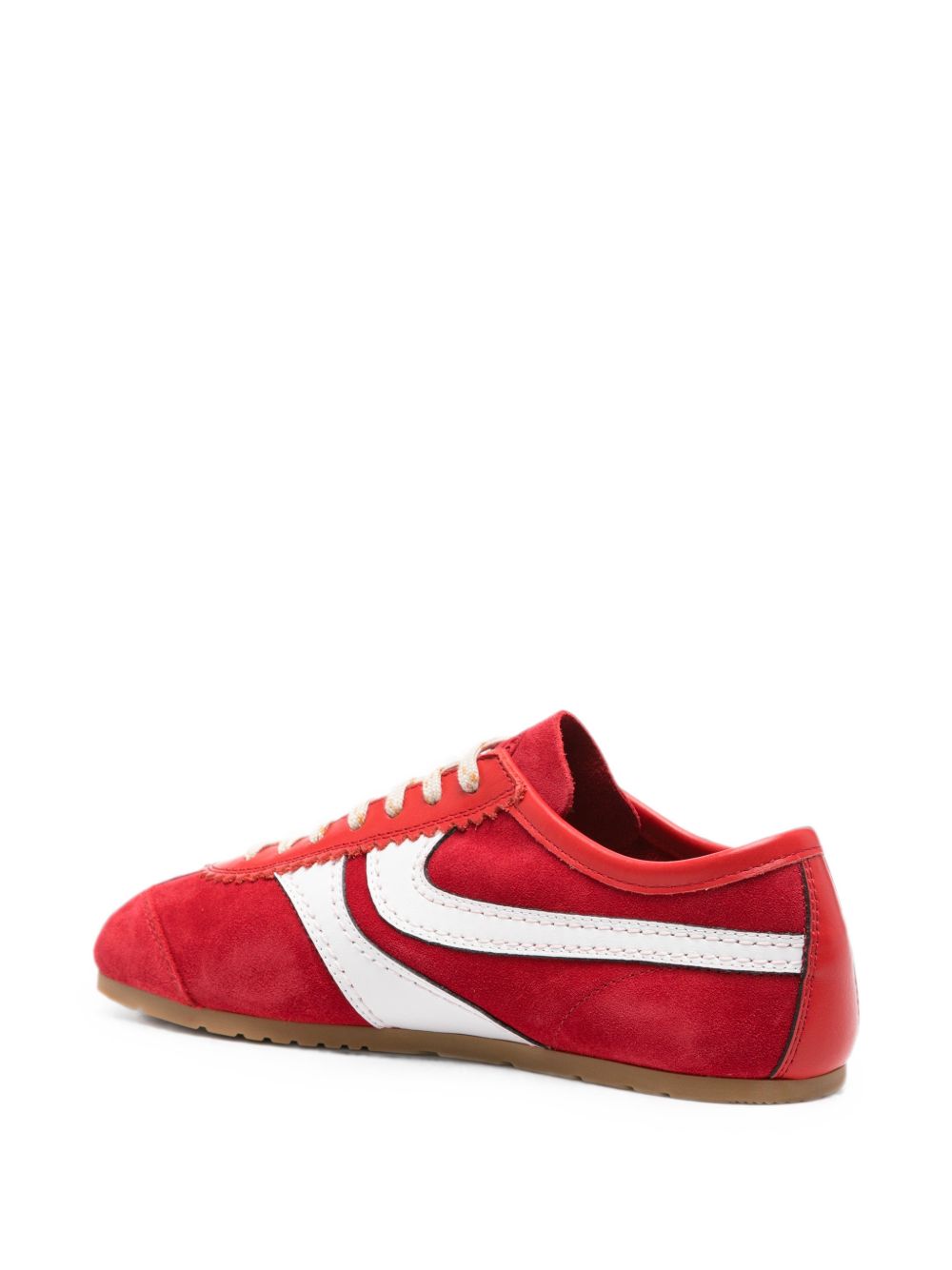 Sneakers a pannelli in pelle in rosso 