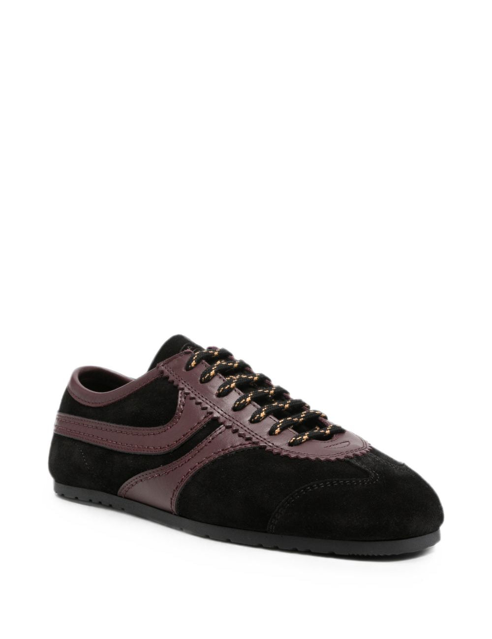 Sneakers a pannelli in pelle in nero 