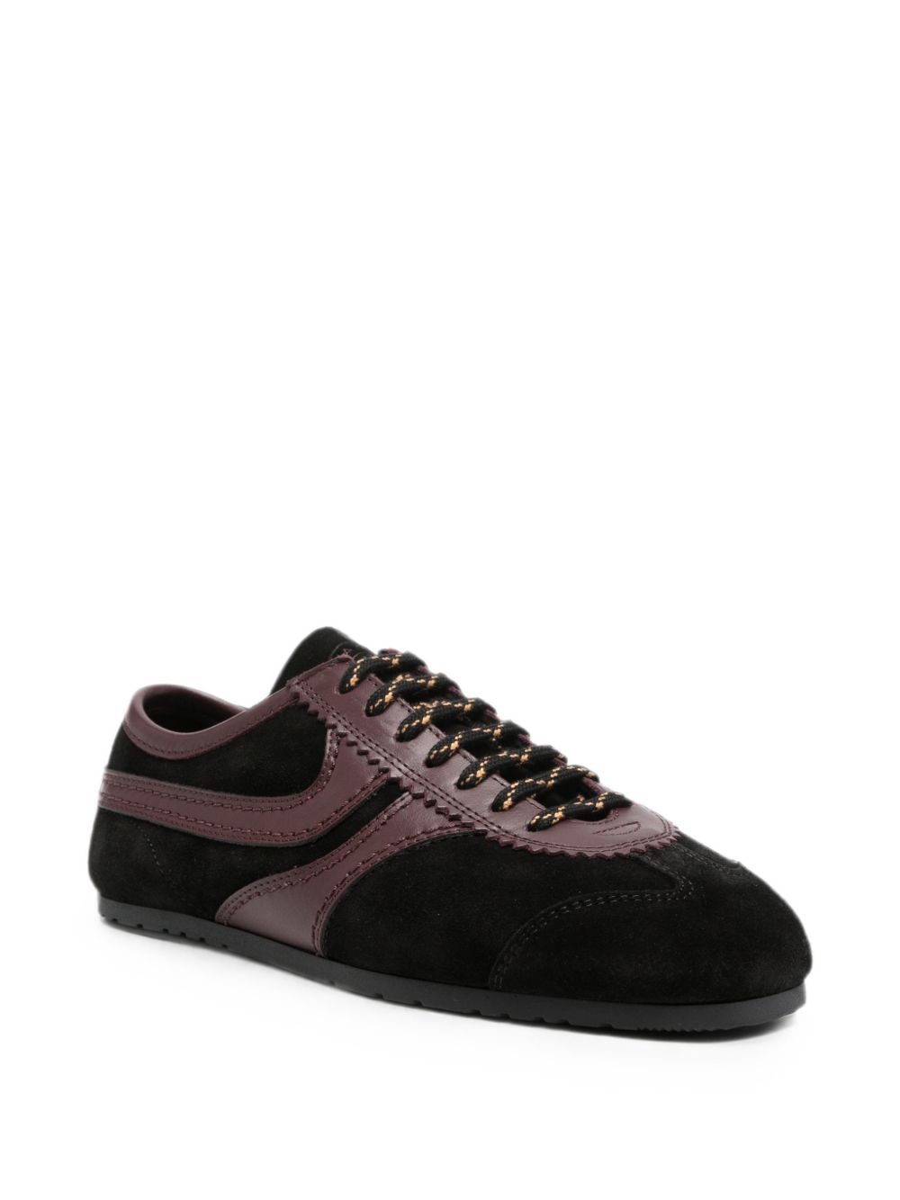Sneakers a pannelli in pelle in nero 